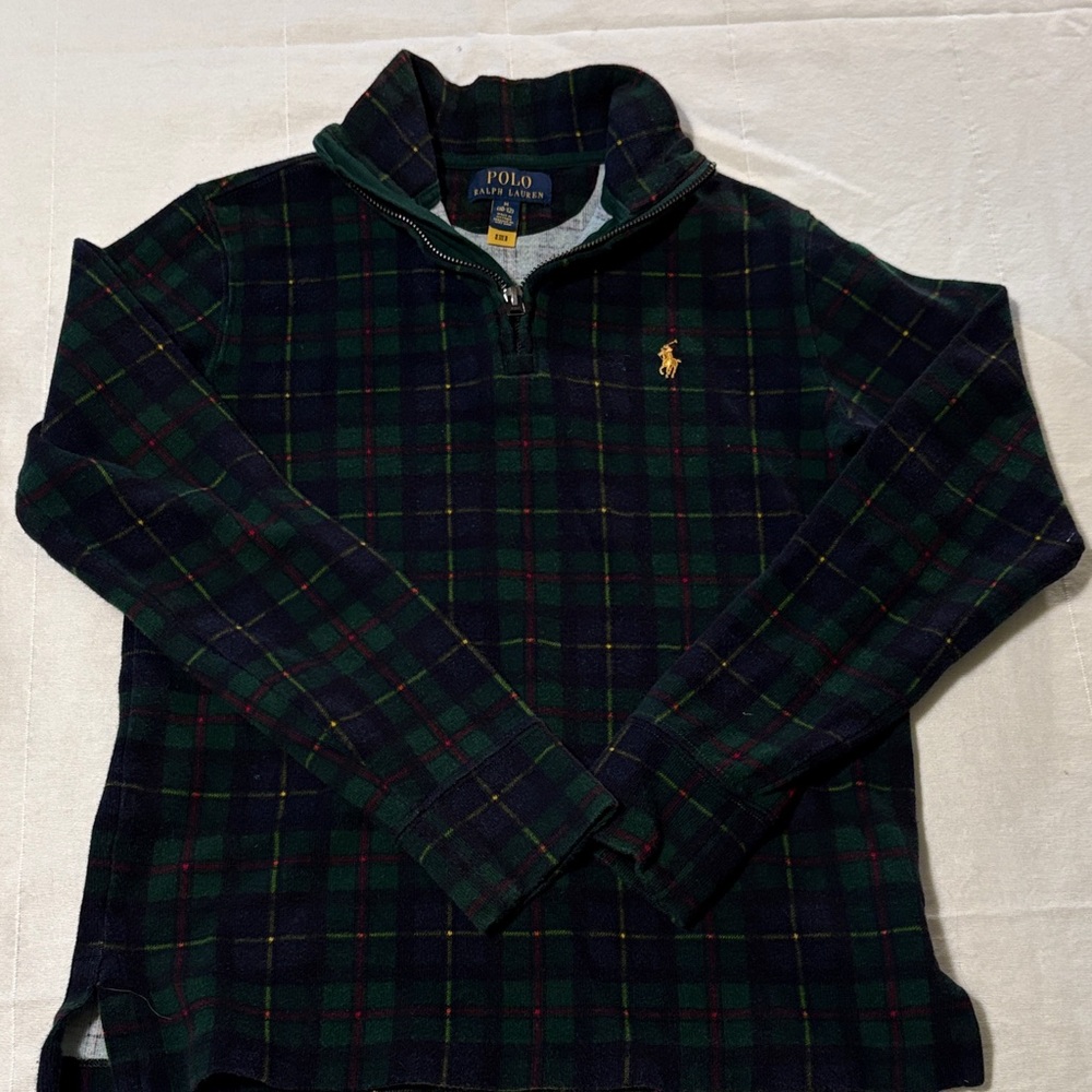 Polo by Ralph Lauren Plaid Kids Sweater - Green and Blue